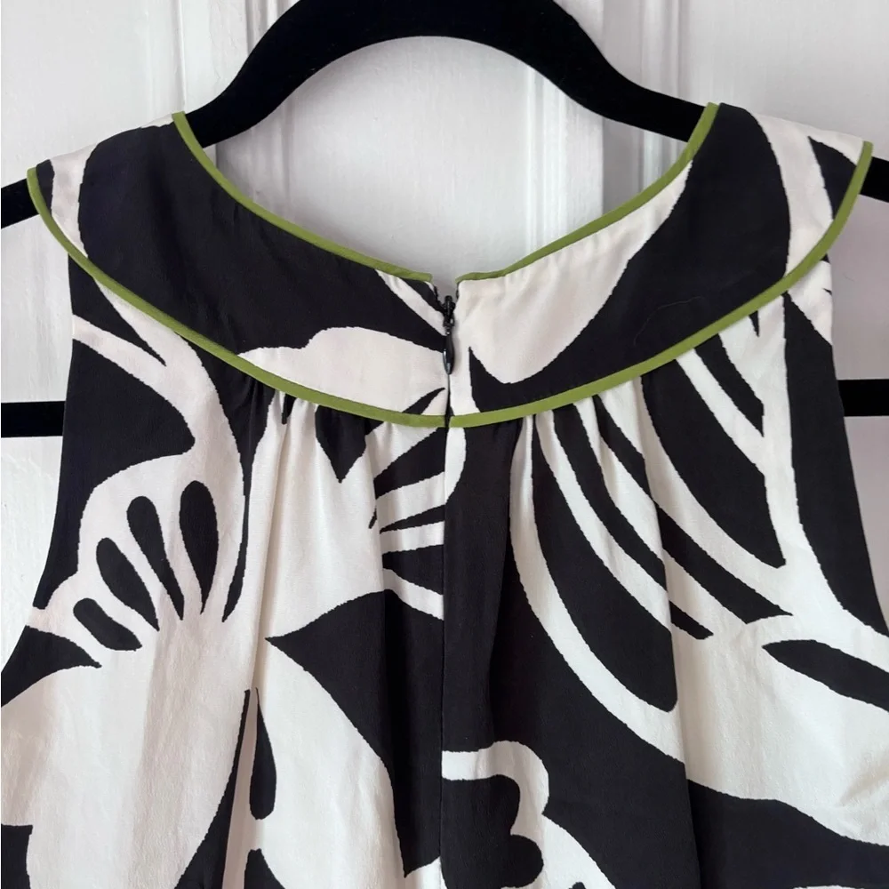 Women’s Anne Taylor Silk Black And White Floral A Line Sleeveless Back Zip Lined - Picture 6 of 11